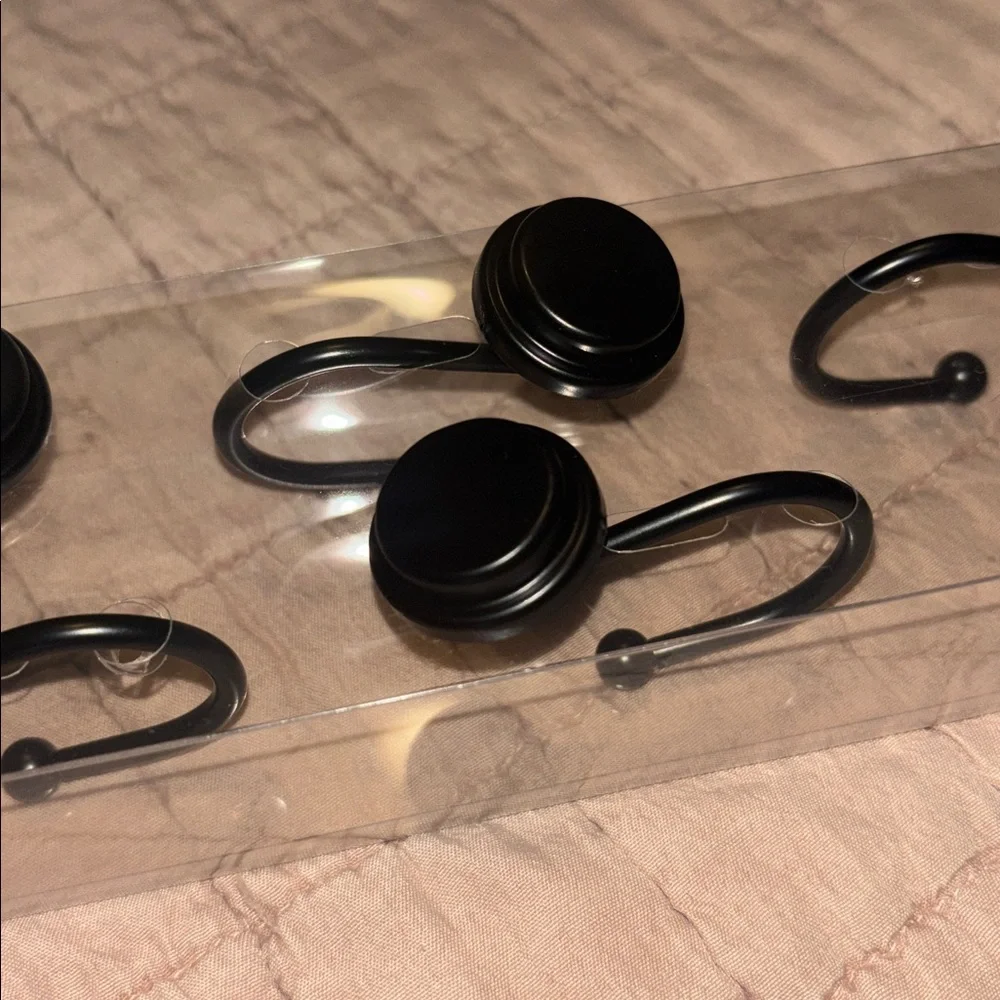 12 Black Shower Curtain Hooks